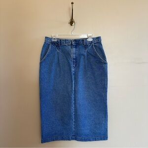 Vintage Blue Denim Midi-length Skirt- best fit 12